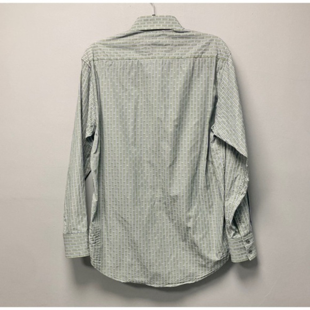 Robert Graham Mens L Green Blue Striped Dobby Long Sleeve Button Down Shirt - Picture 3 of 8